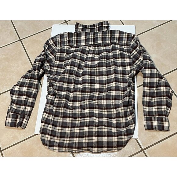 Jach's flannel plaid shirt mens medium long sleeve button striped brown - Picture 4 of 10